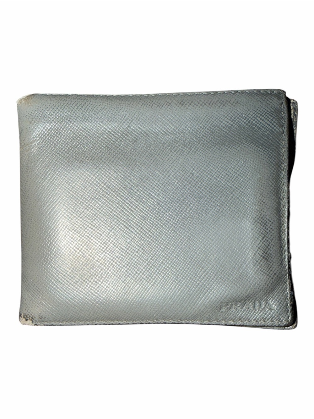 PRADA Vintage Saffiano Leather Men's Bifold Wallet Ice Blue Gray